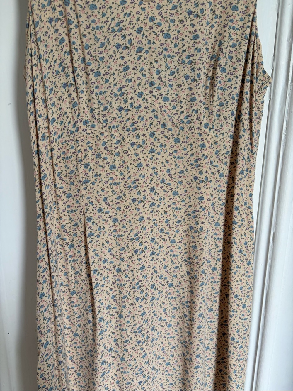 Y2K Vintage Jacob Sleeveless Floral Maxi Dress in Pale Yellow and Blue - Picture 7 of 8